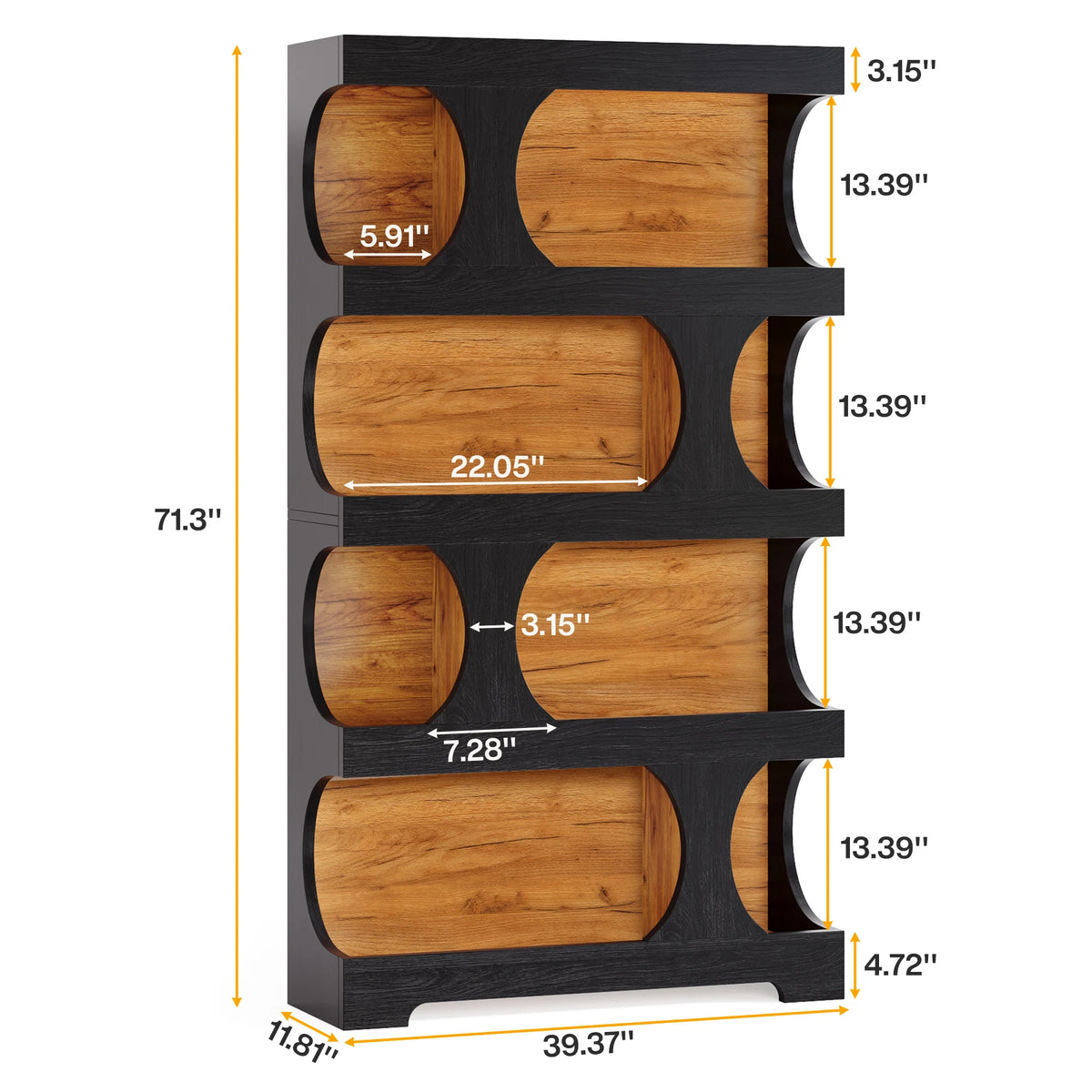 Tribesigns Four Tier S Shaped Wooden Bookcase Freestanding Display Shelf