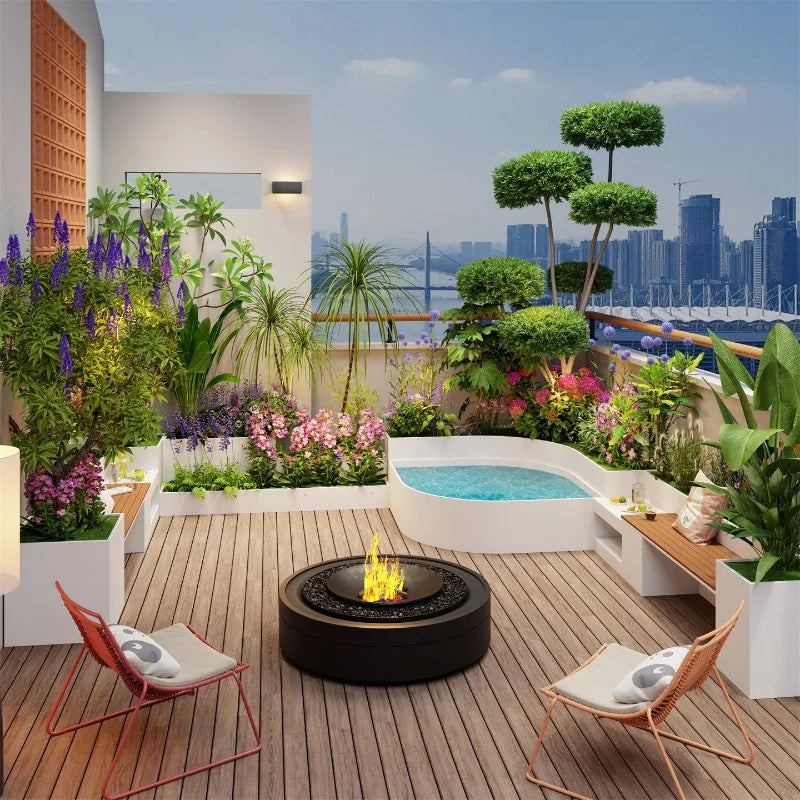 Modern Nordic Metal Planter Bench For Outdoor Gardens