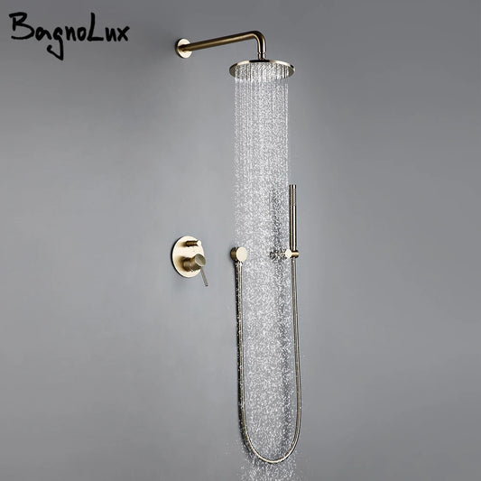 Bagnolux Wall Mounted Shower System With Rainfall Bathroom Faucet