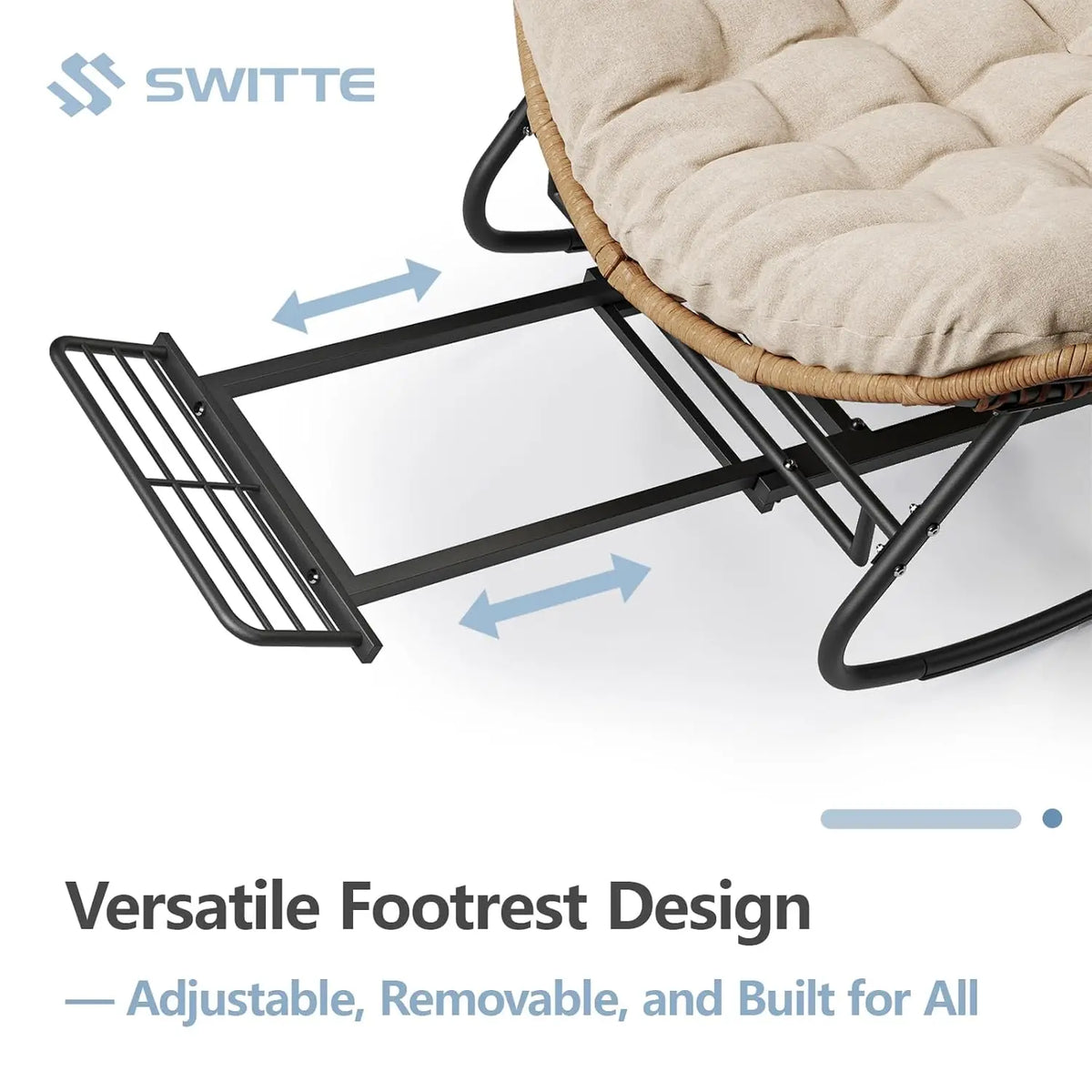 Rattan Rocking Chair With Footrest For Outdoor Patio Garden