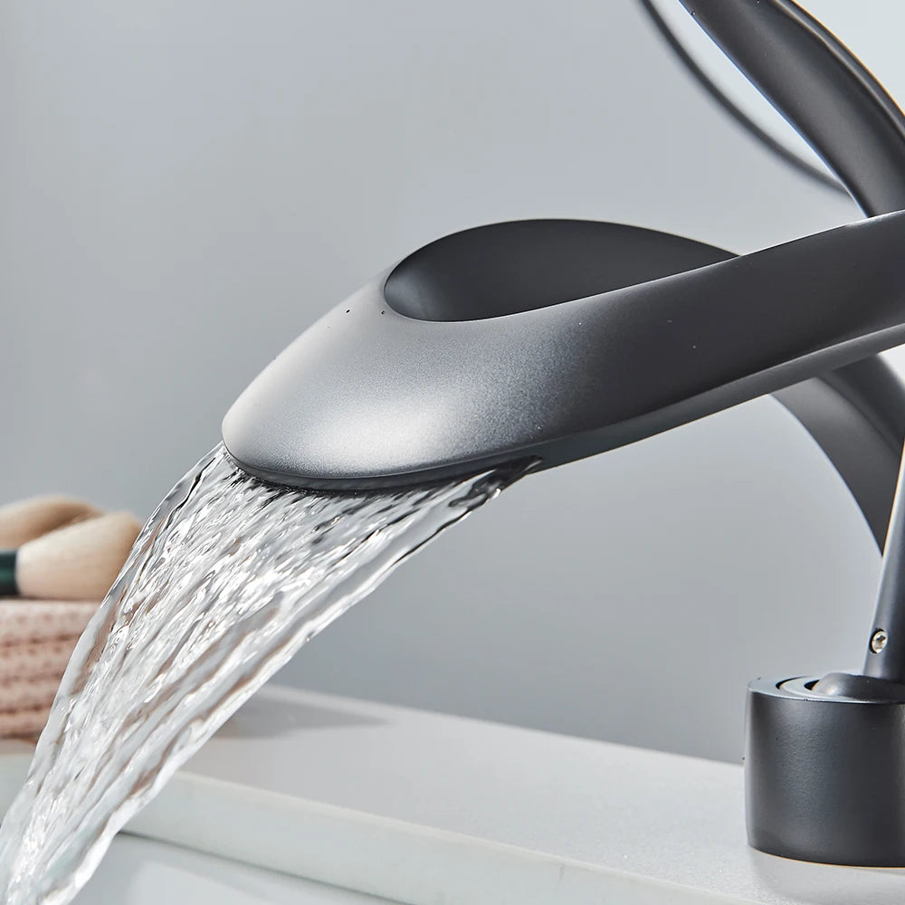 Rozin Luxury Basin Faucet Waterfall Deck Mount Hot Cold Mixer