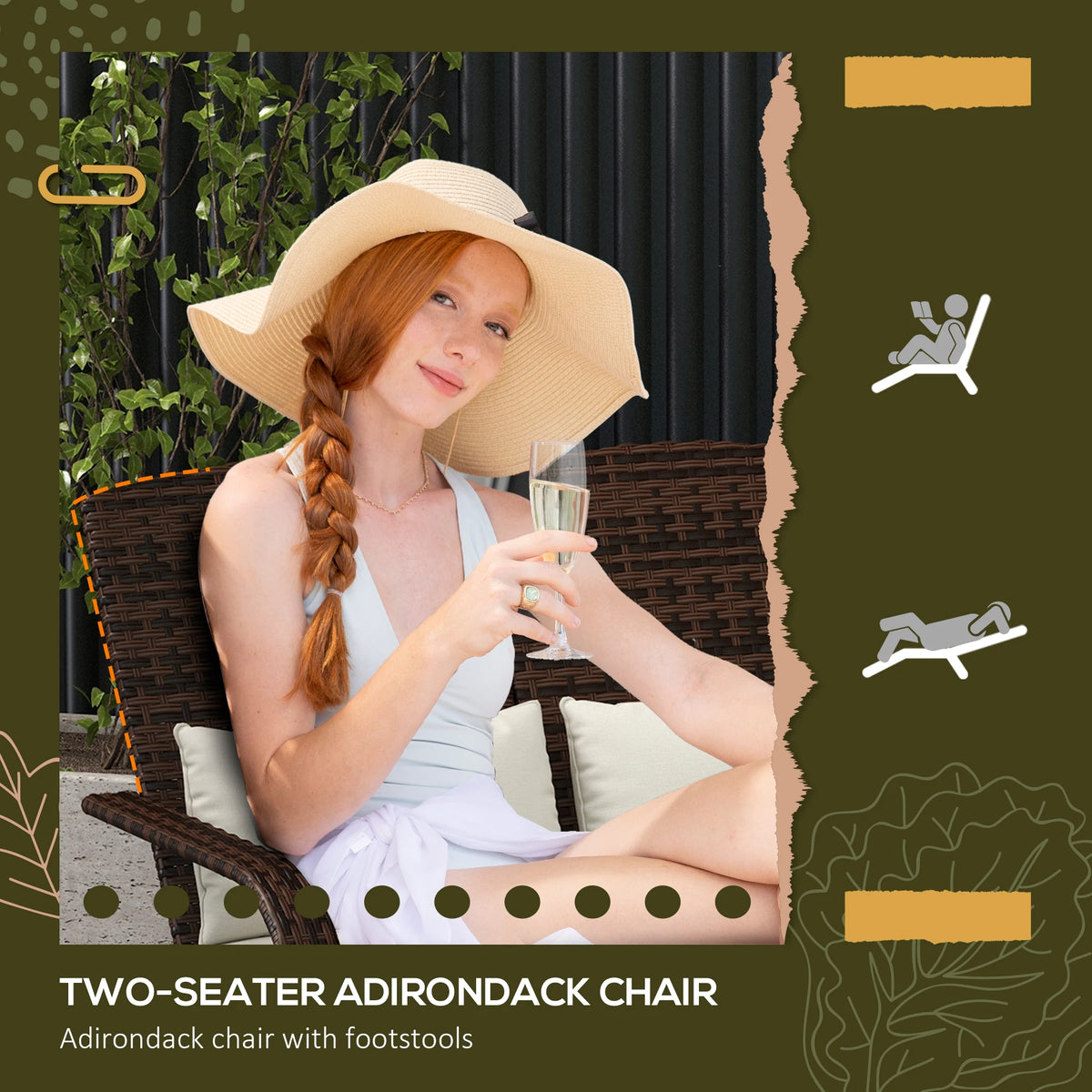 Outsunny Wicker Adirondack Outdoor Patio Chairs With Cushions