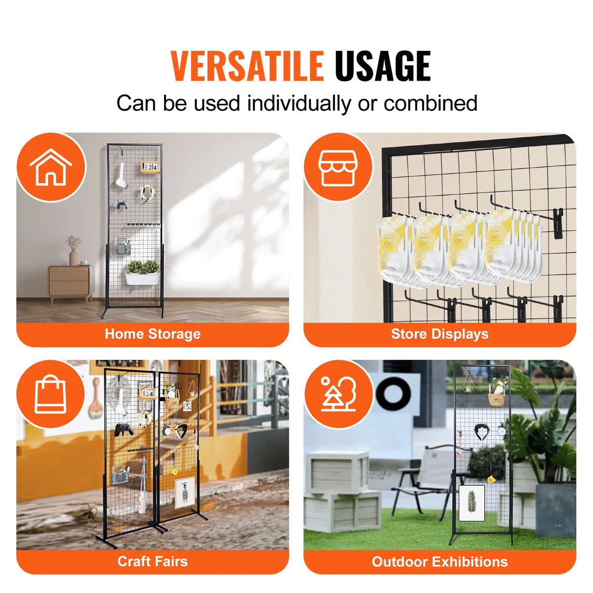 SucceBuy Grid Wall Panels Double Sided Gridwall Display Racks