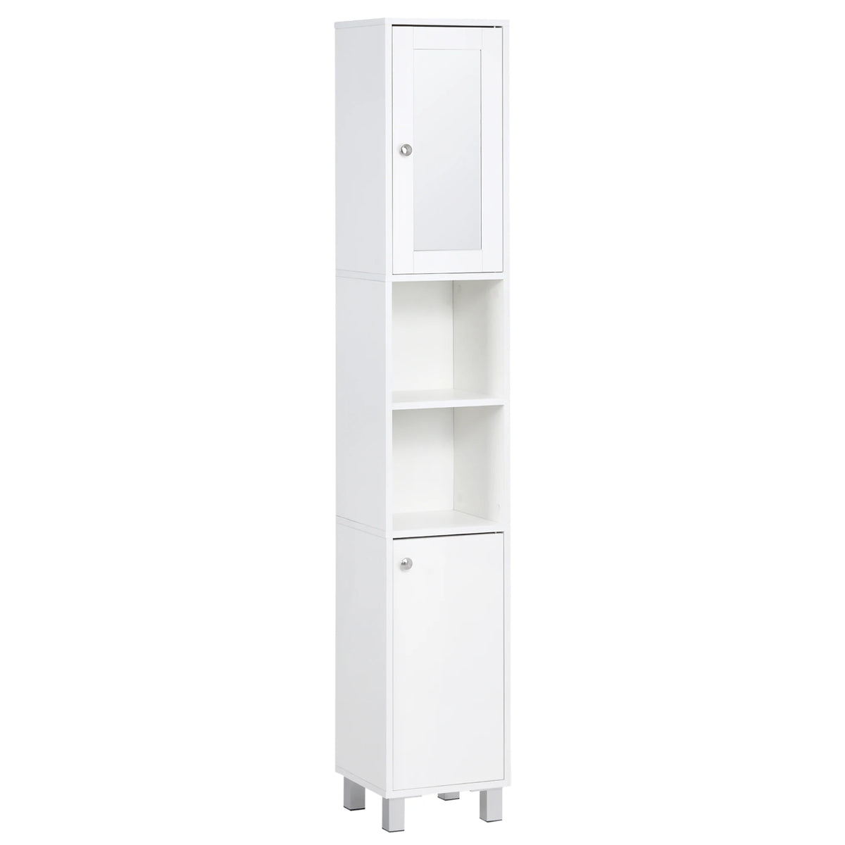 Kleankin Tall Bathroom Storage Cabinet With Mirror And Adjustable Shelves