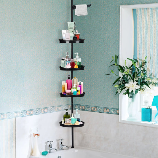 HiMISS Corner Shower Caddy Tension Pole Four Tier Organizer
