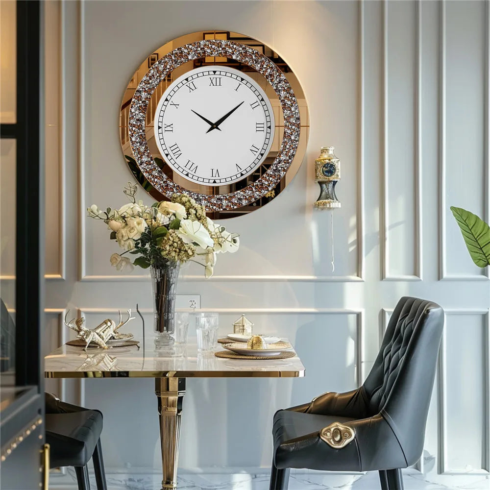 Glamorous Diamond Edge Quartz Wall Clock With Silent Sweep Movement