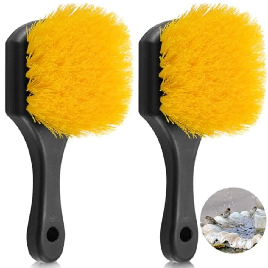 Durable Bird Bath Cleaning Brush With Stiff Bristled Plastic Handle