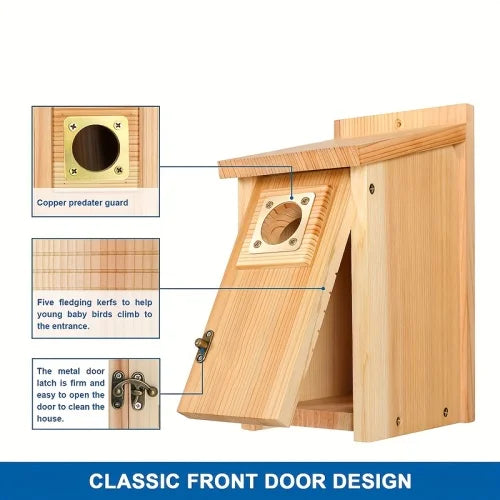 Pine Bird Houses With Copper Guard For Small Birds