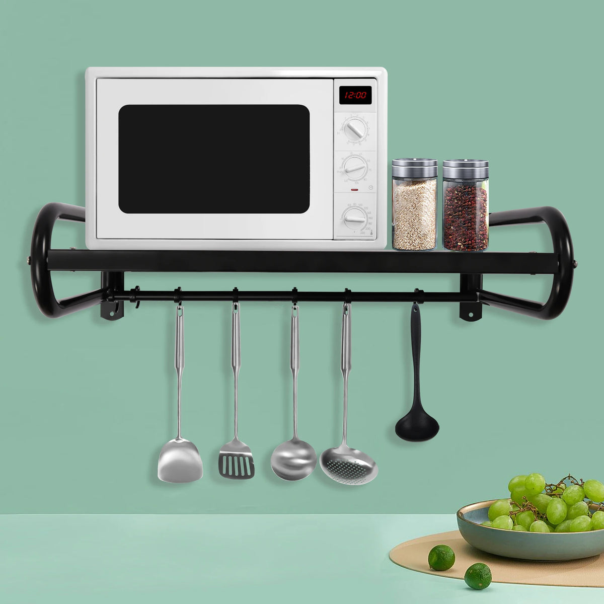 Carbon Steel Wall Shelf Heavy Duty Wall Mount Microwave Oven Shelf