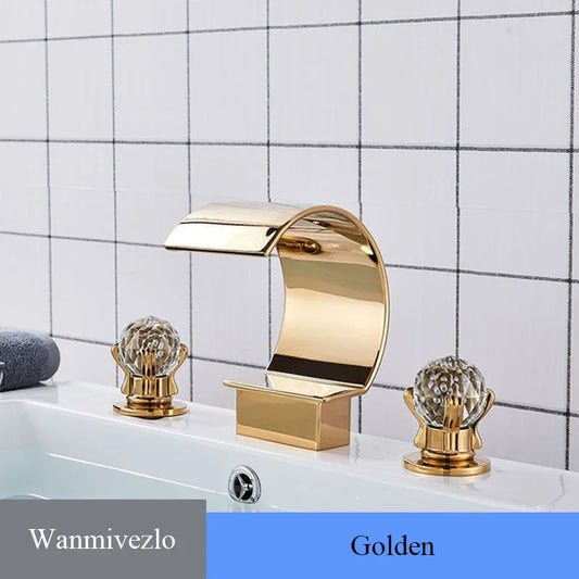 Wanmivezlo Brass Deck Mount Widespread Bathroom Basin Faucet Dual Handle
