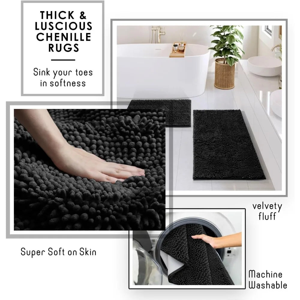 Complete Bathroom Accessories Set With Shower Curtain And Rug