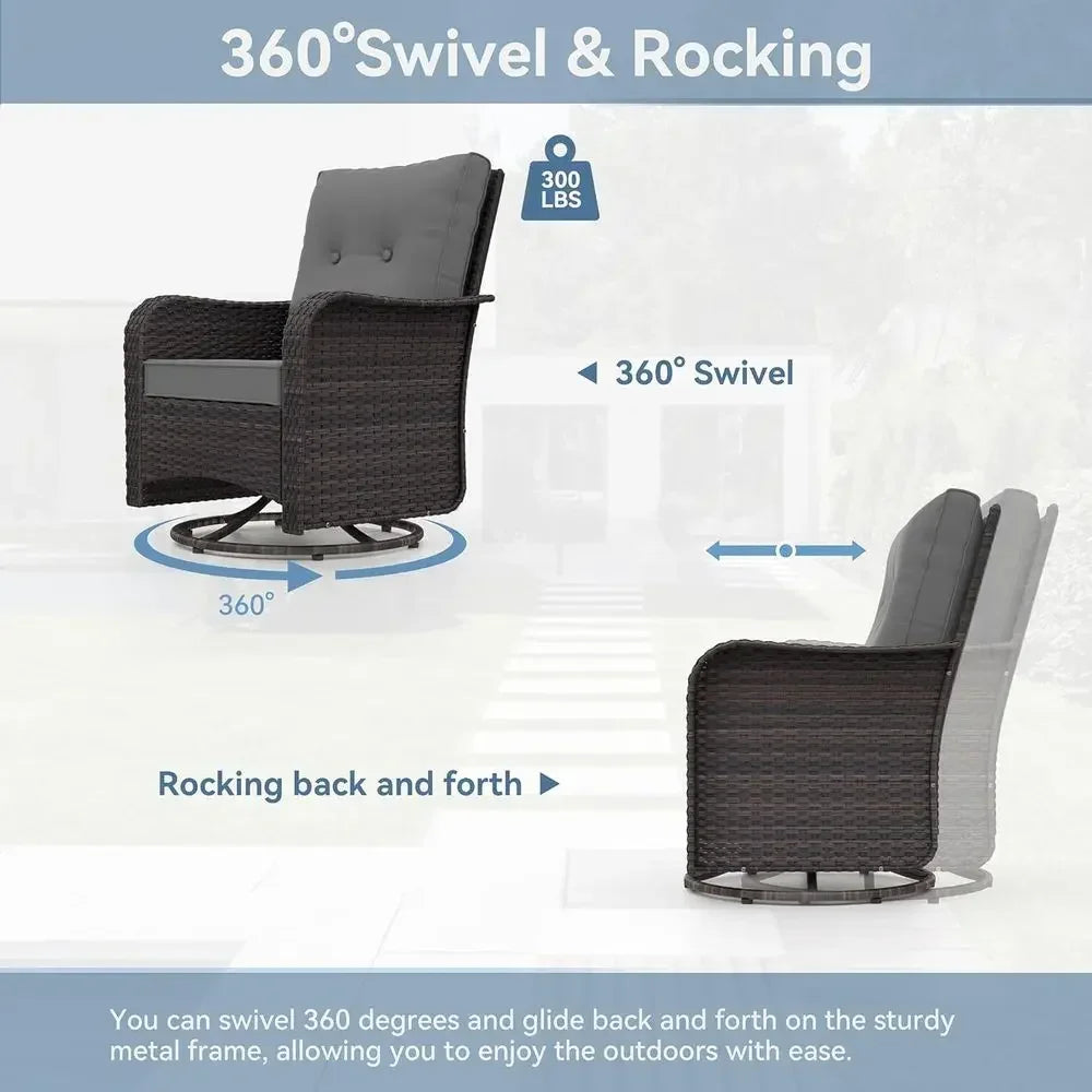 Outdoor Patio Rattan Wicker Swivel Rocking Sectional Sofa Set