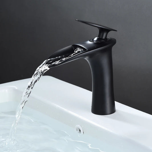 Brass Waterfall Single Handle Deck Mounted Basin Faucet 855