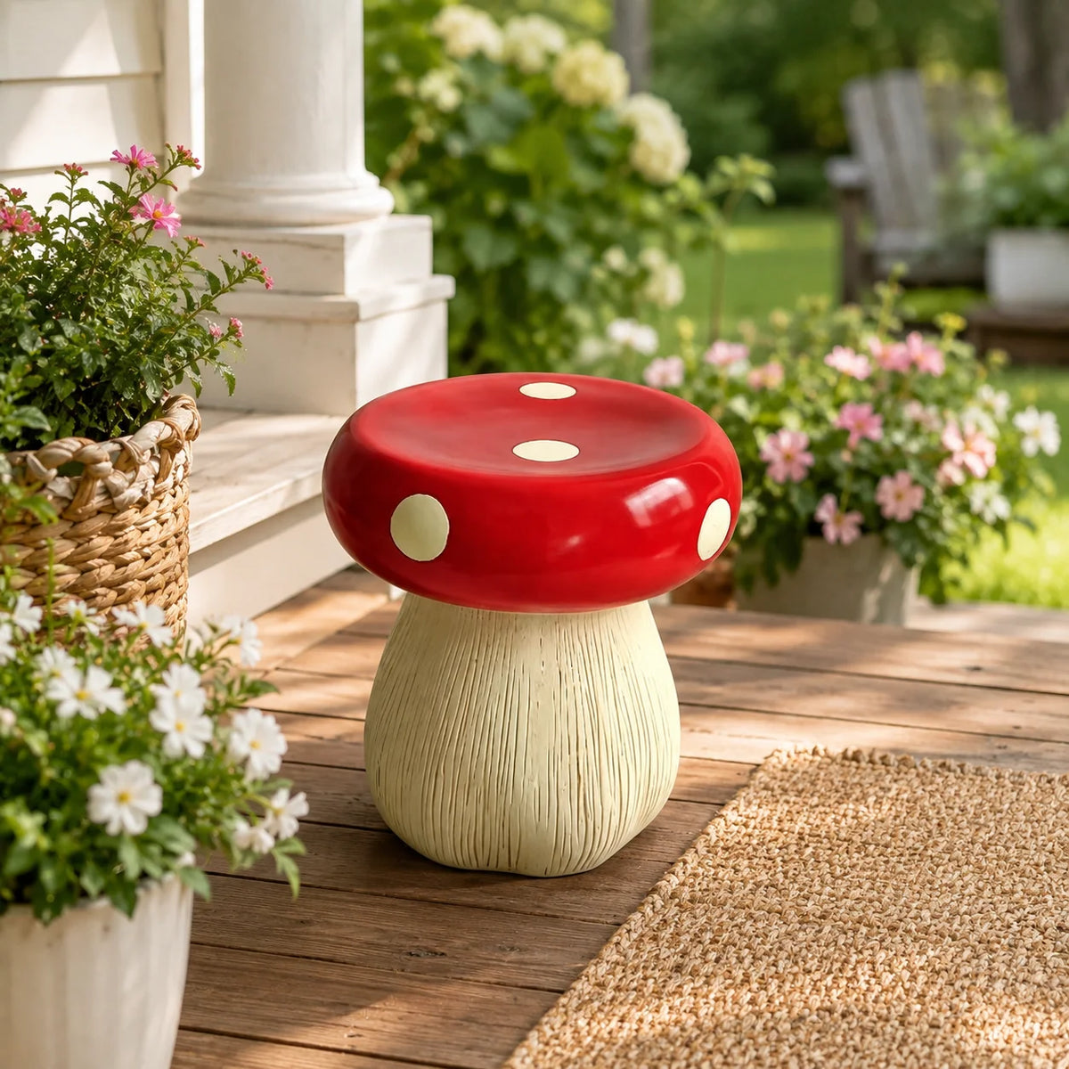 Decorative Resin Mushroom Garden Stool Patio Outdoor Seat