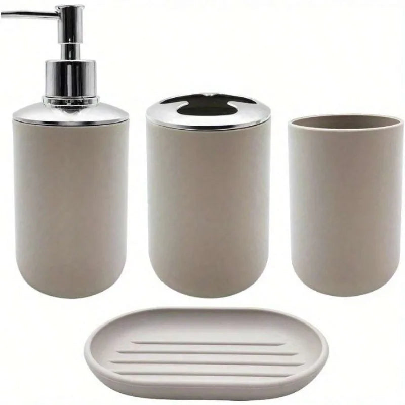 Modern Bathroom Accessory Set With Soap Dispenser And Toothbrush Holder