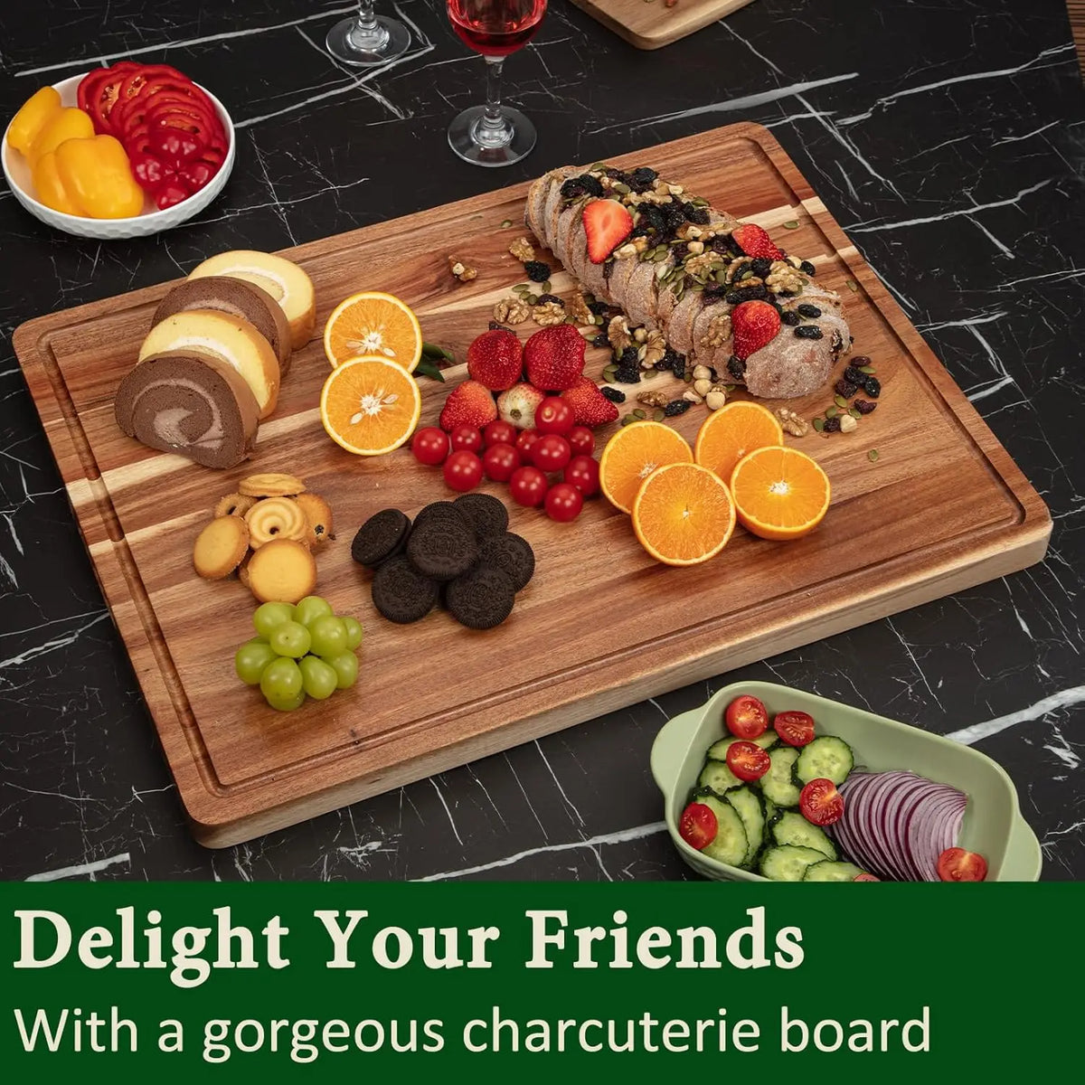TWISTER.CK Acacia Wood Cutting Board With Side Handles
