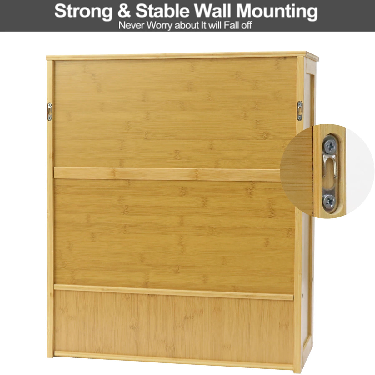 Natural Bamboo Wall Mounted Cabinet for Bathroom and Kitchen Storage