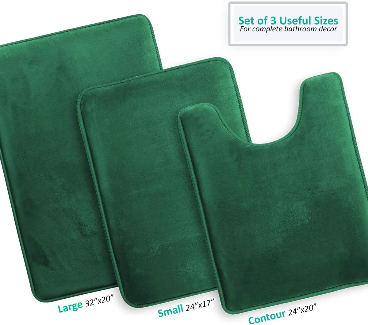 Velvet Memory Foam Bathroom Rugs Set