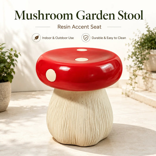 Decorative Resin Mushroom Garden Stool Patio Outdoor Seat