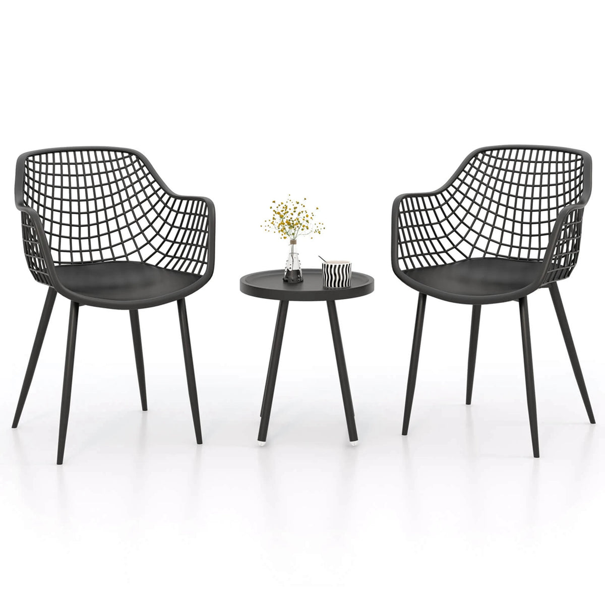 Homasis Three Piece Patio Bistro Set With Table And Chairs