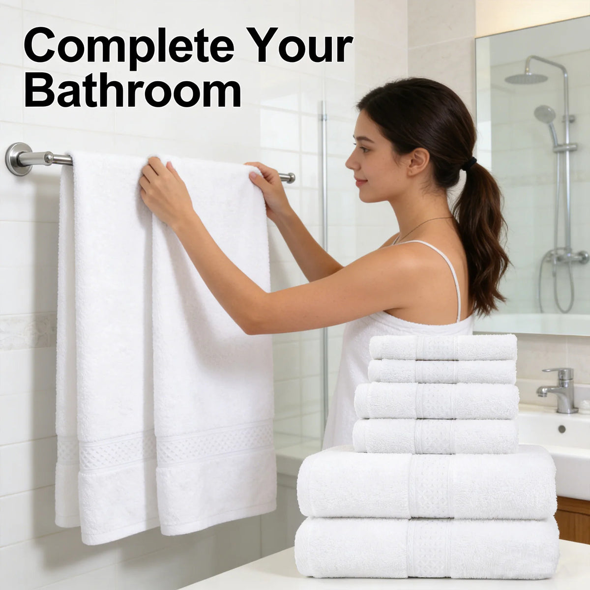 Premium Cotton Bath Towel Set Bathroom High Absorption Fast Drying