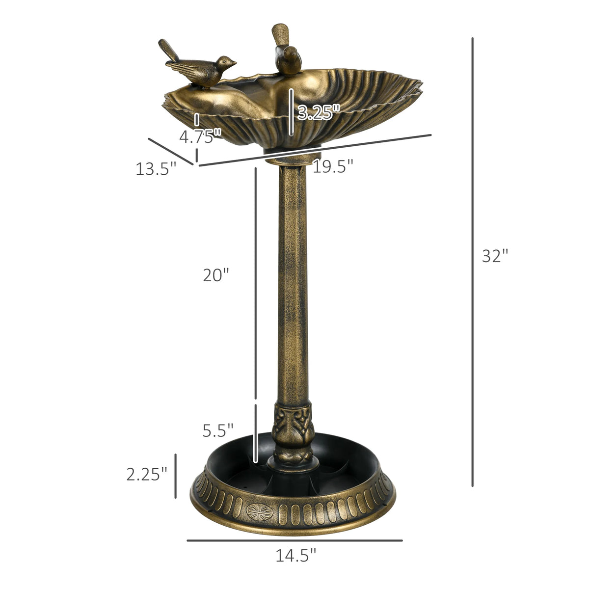 Outsunny Outdoor Bird Bath With Planter Pedestal And Bowl