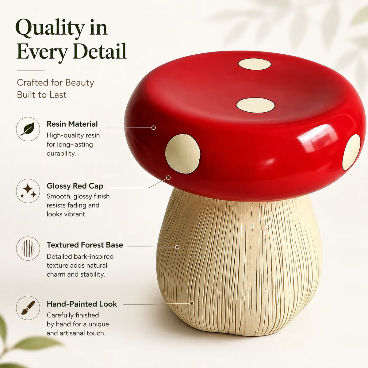 Decorative Resin Mushroom Garden Stool Patio Outdoor Seat