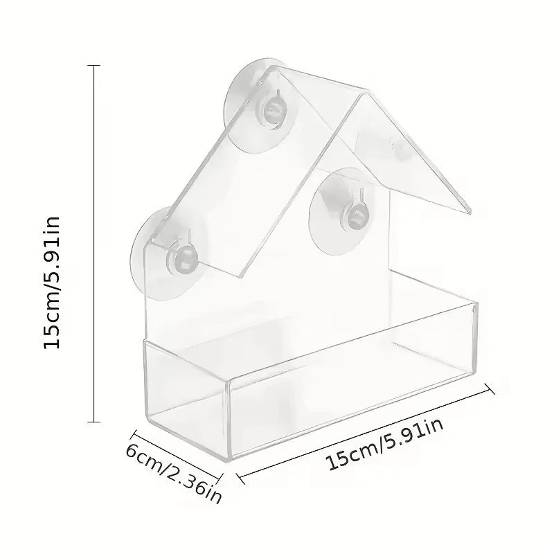 Window Mounted Bird Feeder With Strong Suction Cups