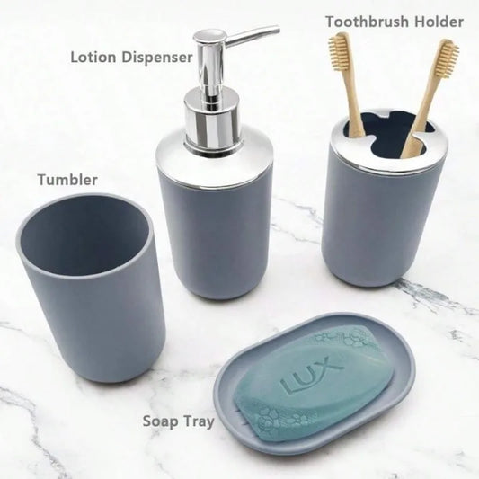 Modern Bathroom Accessory Set With Soap Dispenser And Toothbrush Holder