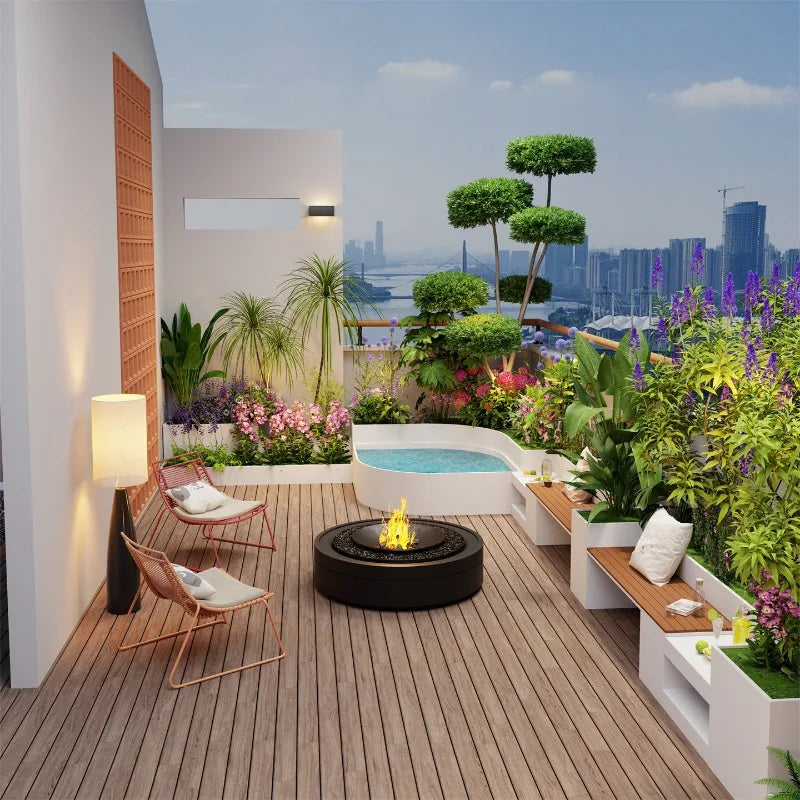 Modern Nordic Metal Planter Bench For Outdoor Gardens