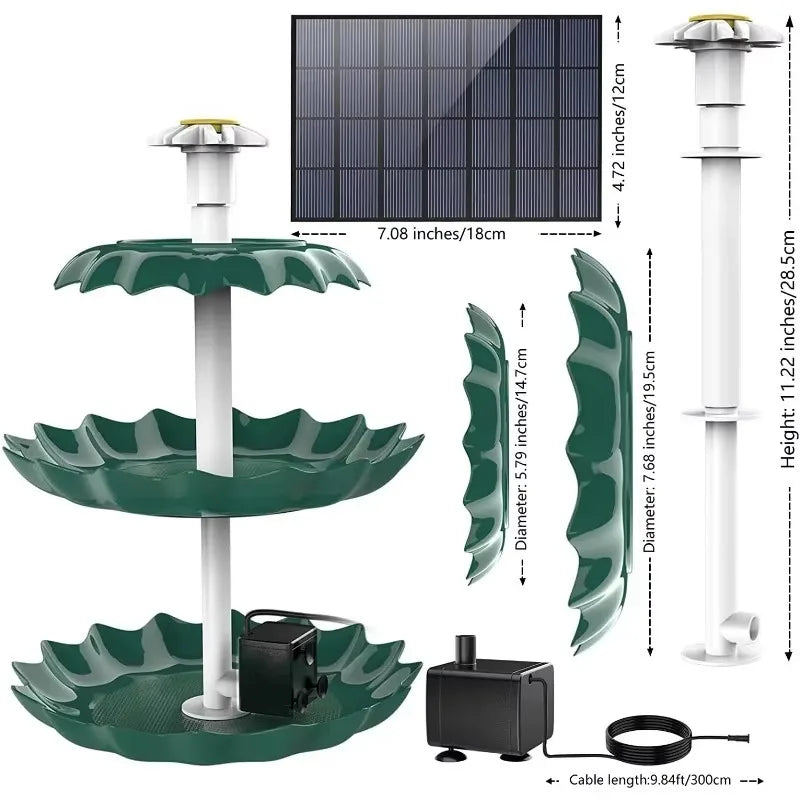 Solar Bird Bath Water Fountain For Garden And Fish Tanks