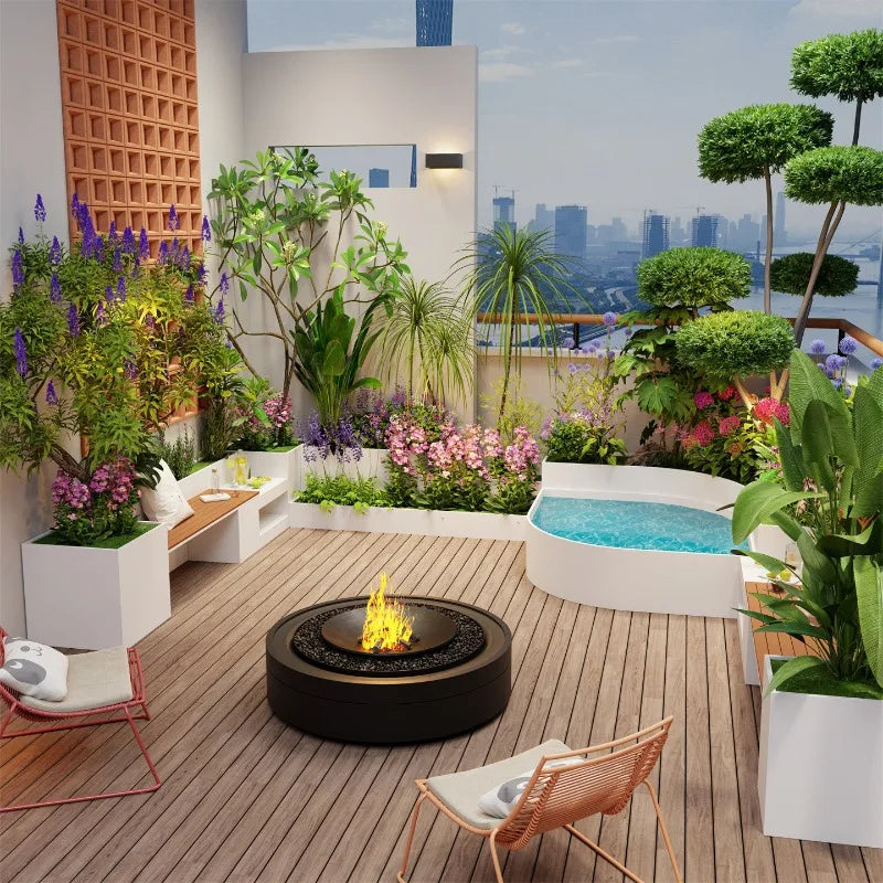 Modern Nordic Metal Planter Bench For Outdoor Gardens