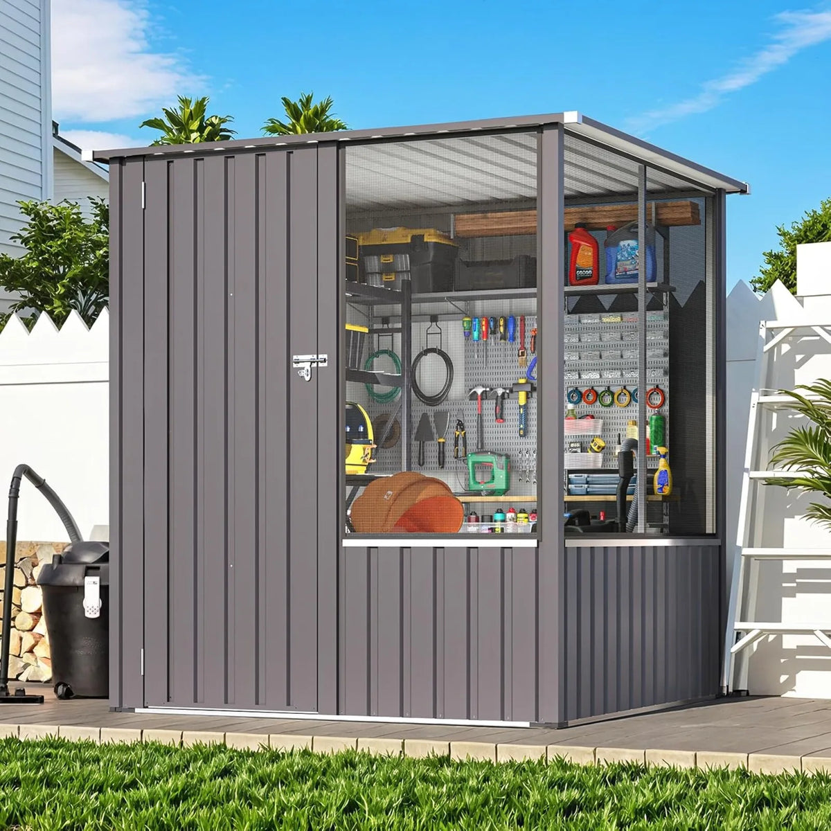 Large Outdoor Metal Bird Walk-in Aviary With Lockable Mesh Door