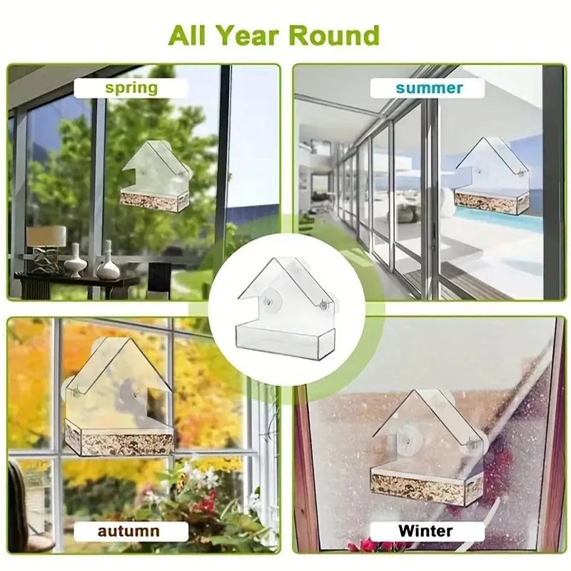 Window Mounted Bird Feeder With Strong Suction Cups