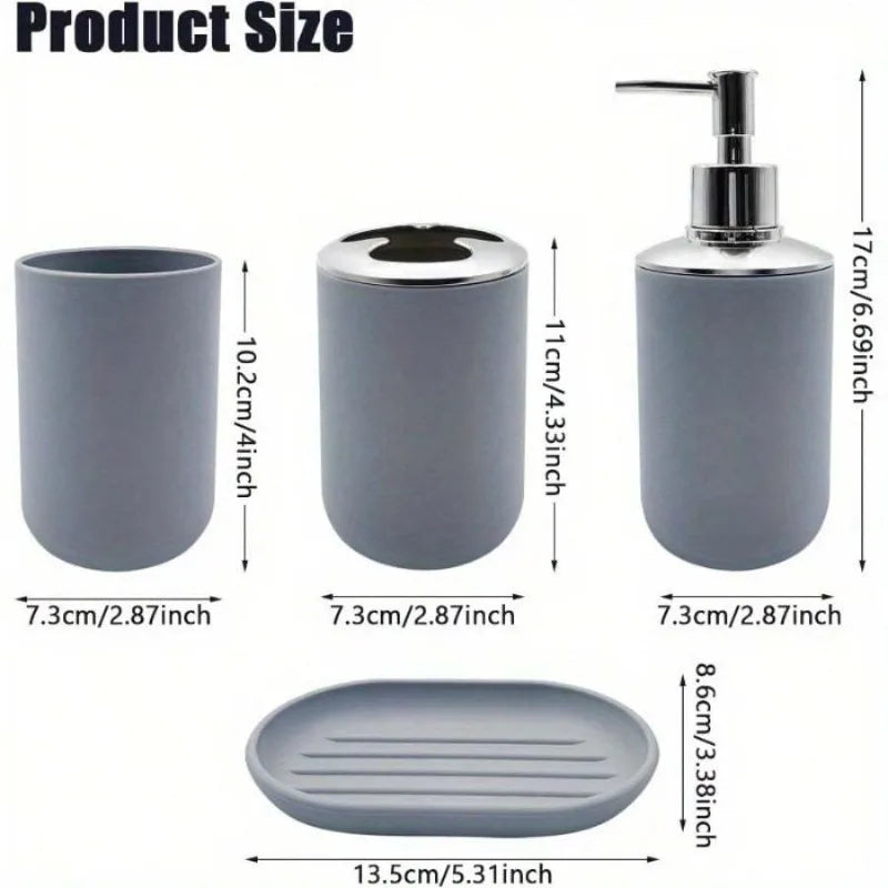 Modern Bathroom Accessory Set With Soap Dispenser And Toothbrush Holder