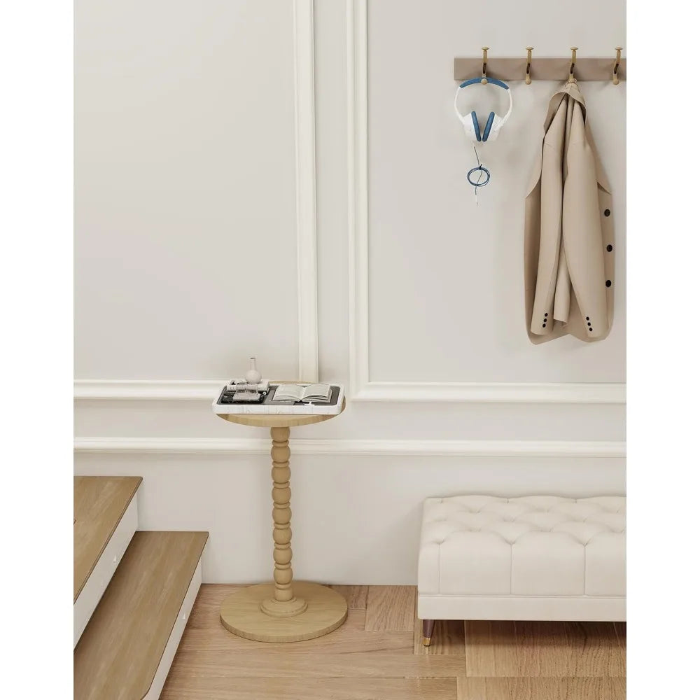 NBVCX Round Wood Leg Pedestal Side Table For Living Room