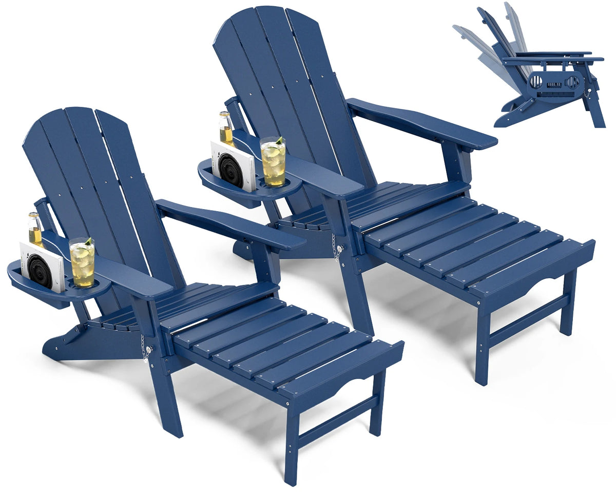 FOOWIN Adjustable HDPE Adirondack Chair With Retractable Ottoman