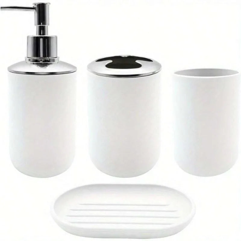 Modern Bathroom Accessory Set With Soap Dispenser And Toothbrush Holder