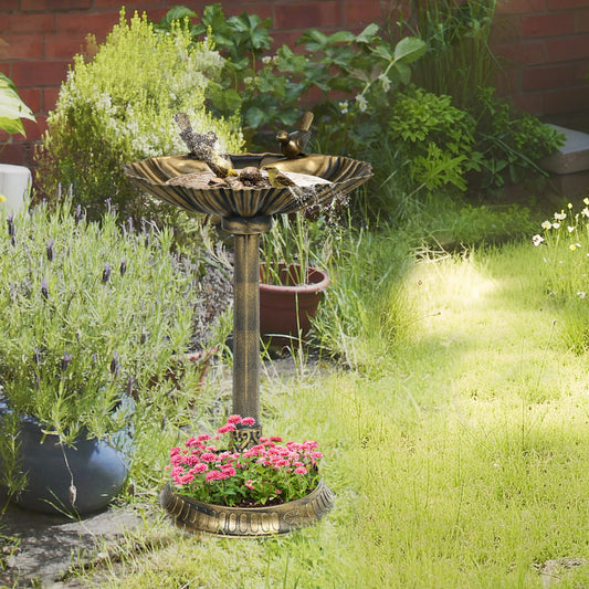 Outsunny Outdoor Bird Bath With Planter Pedestal And Bowl