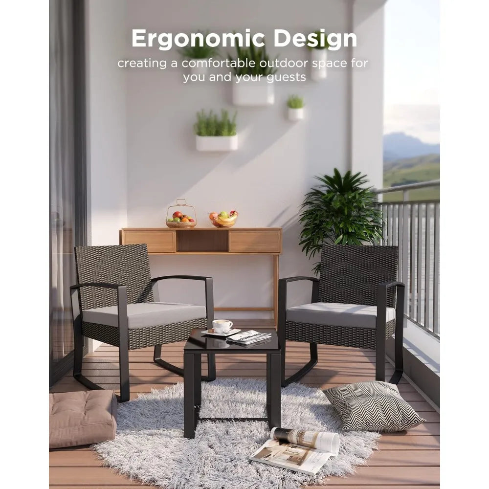 Outdoor Rattan Patio Bistro Furniture Set With Coffee Table