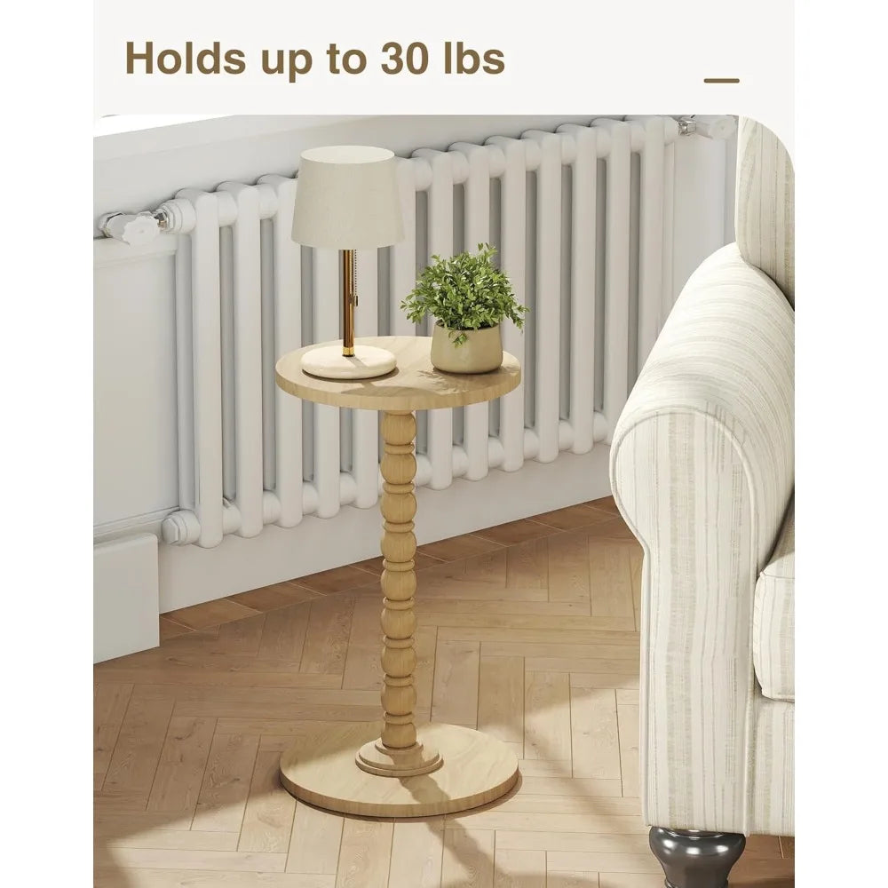 NBVCX Round Wood Leg Pedestal Side Table For Living Room