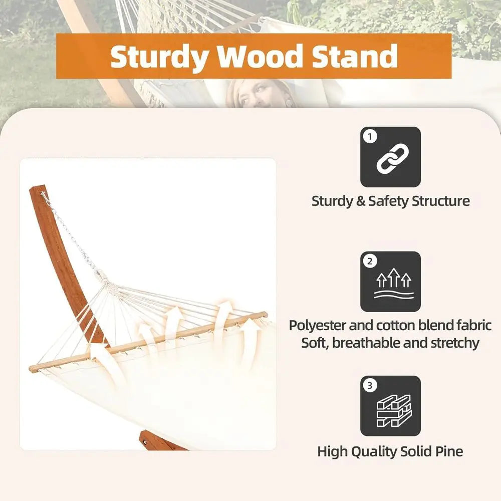 Heavy Duty Two Person Hammock With Sturdy Stand For Outdoors