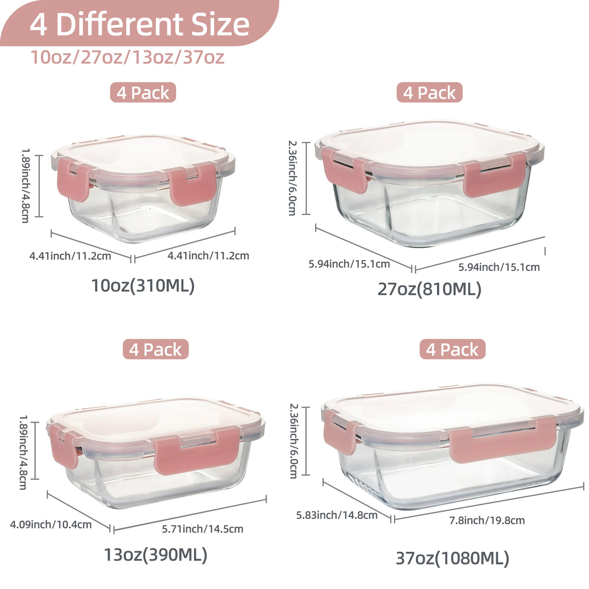 Glass Food Storage Containers Leakproof Airtight BPA Free Microwave Safe