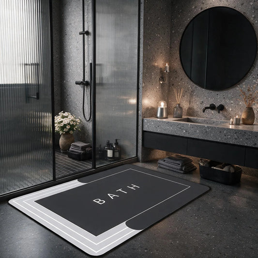 Square Non Slip Diatomaceous Earth Stone Bathroom Rug