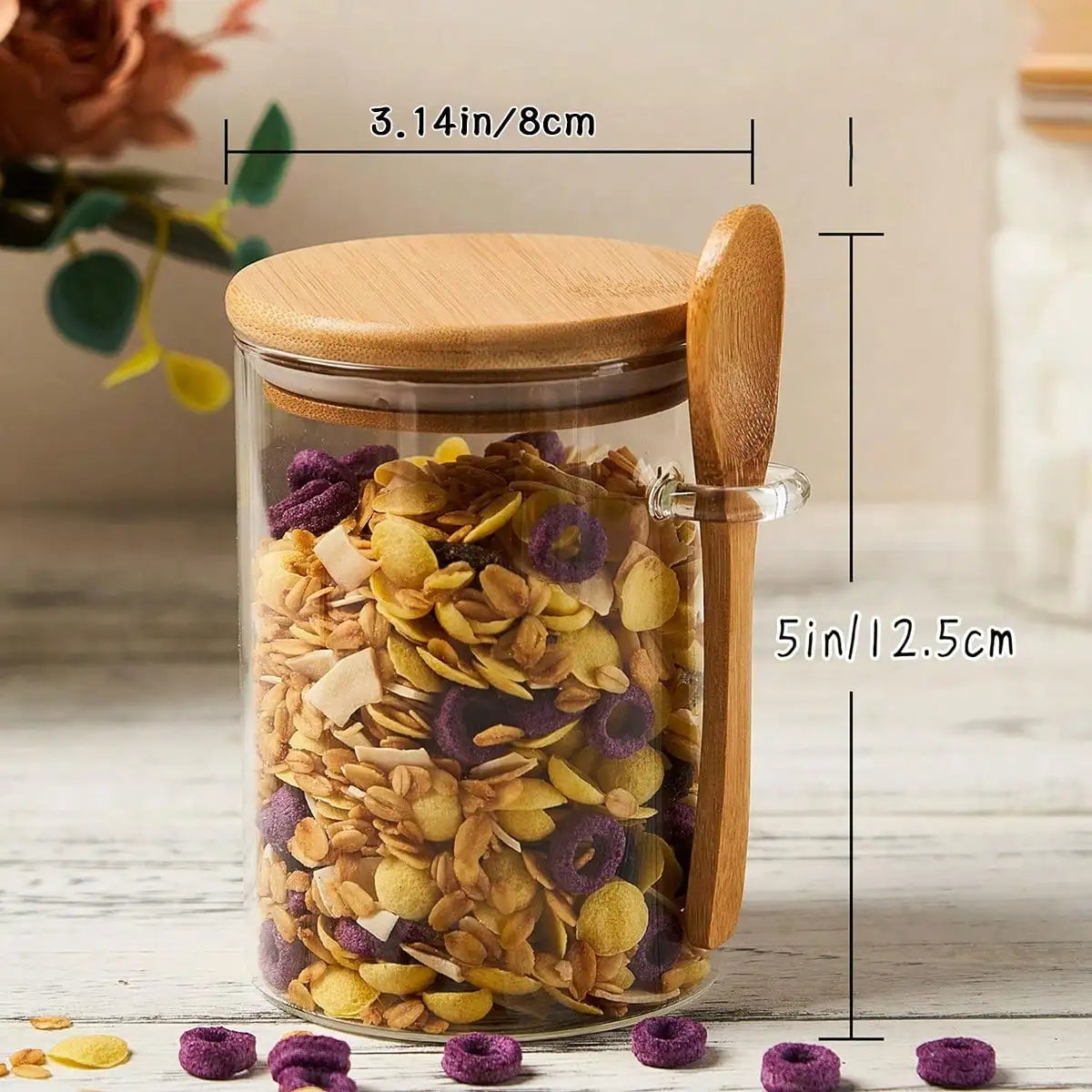 Overnight Oats Glass Containers With Bamboo Lids And Spoons