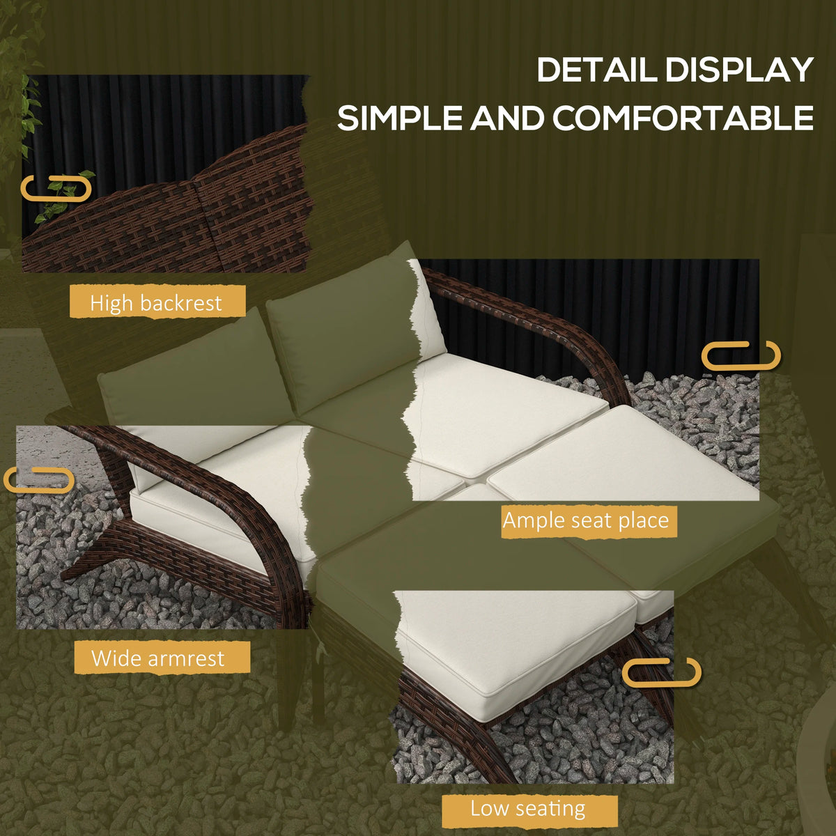 Outsunny Wicker Adirondack Outdoor Patio Chairs With Cushions