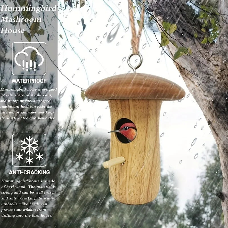 Natural Wooden Outdoor Hummingbird Nest Hanging For Garden Birds