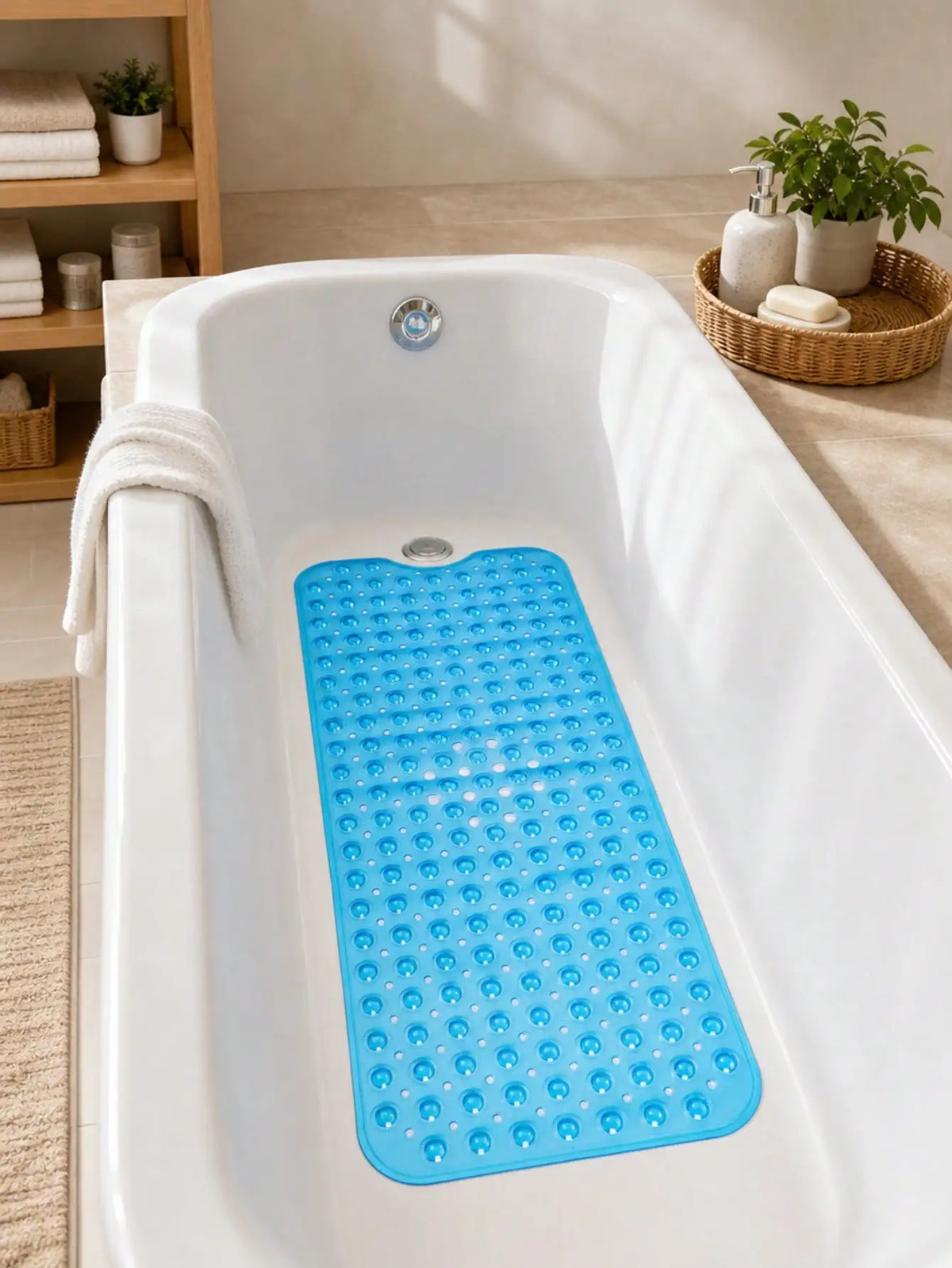Soft Non Slip Bath Mat With Suction Cups For Bathrooms
