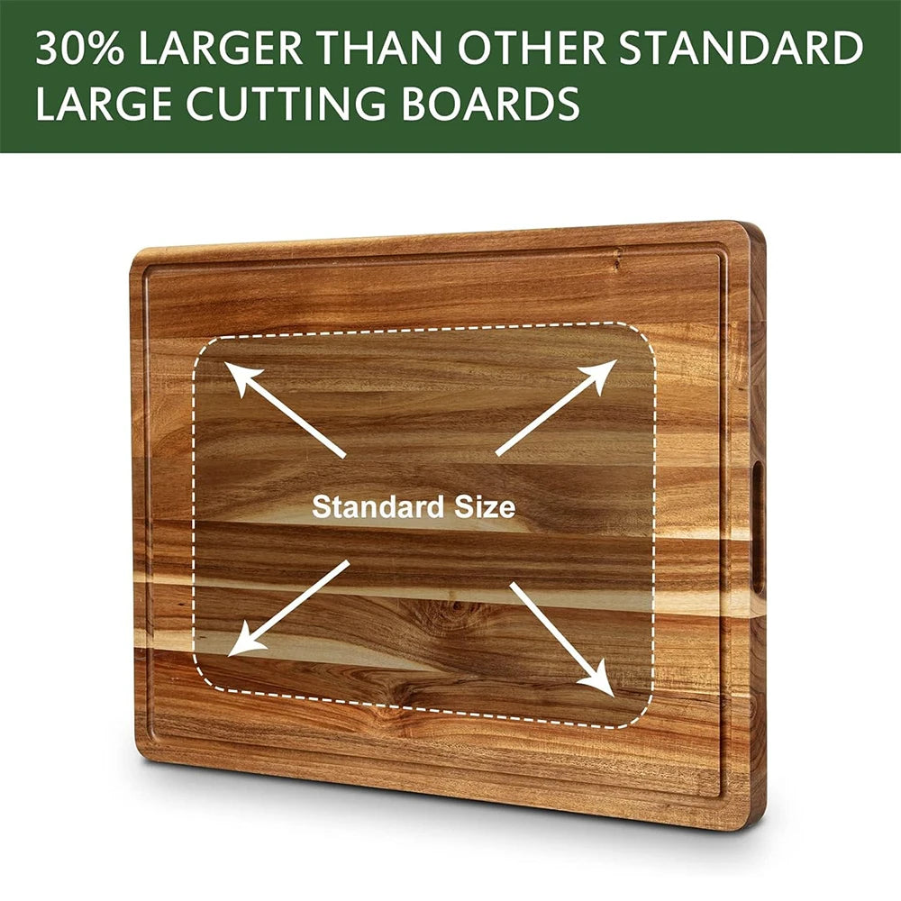 TWISTER.CK Wood Cutting Board With Juice Groove And Handle Reversible