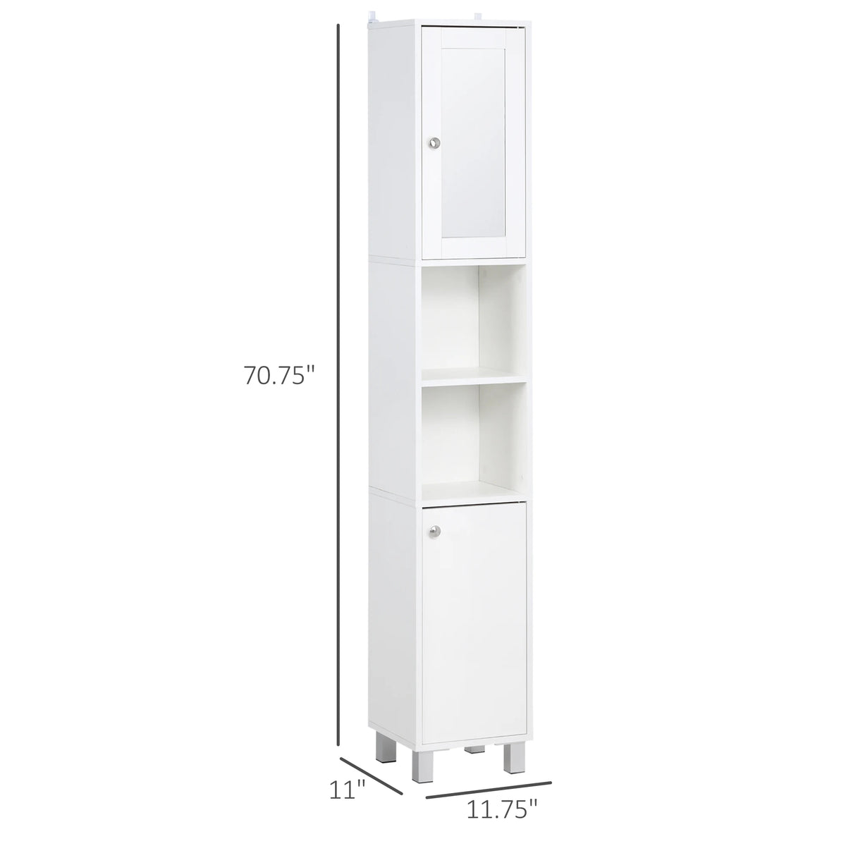 Kleankin Tall Bathroom Storage Cabinet With Mirror And Adjustable Shelves